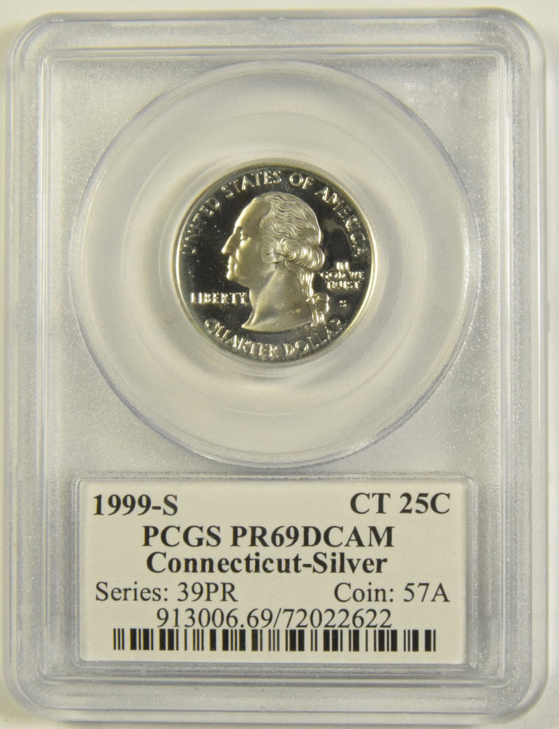 1999-S Connecticut Silver State Quarter PCGS PR-69 DCAM