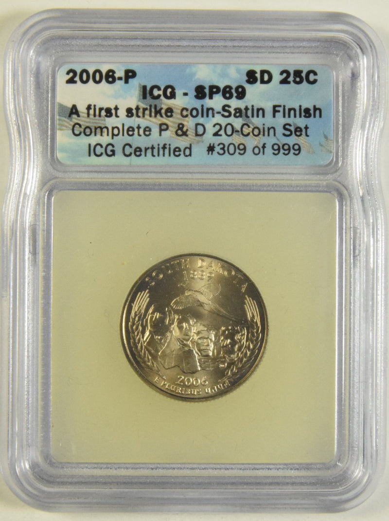 2006 South Dakota State Quarter ICG SP-69 First Strike Satin Finish