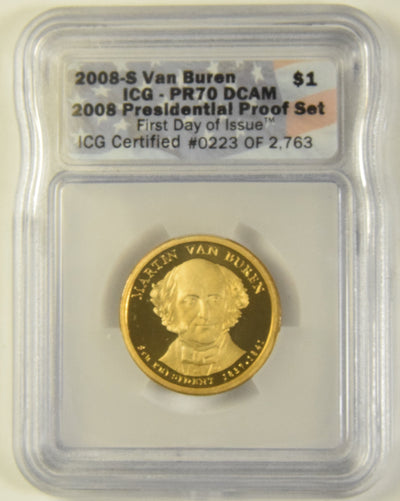 2008-S Van Buren Presidential Dollar ICG PR-70 DCAM First Day of Issue