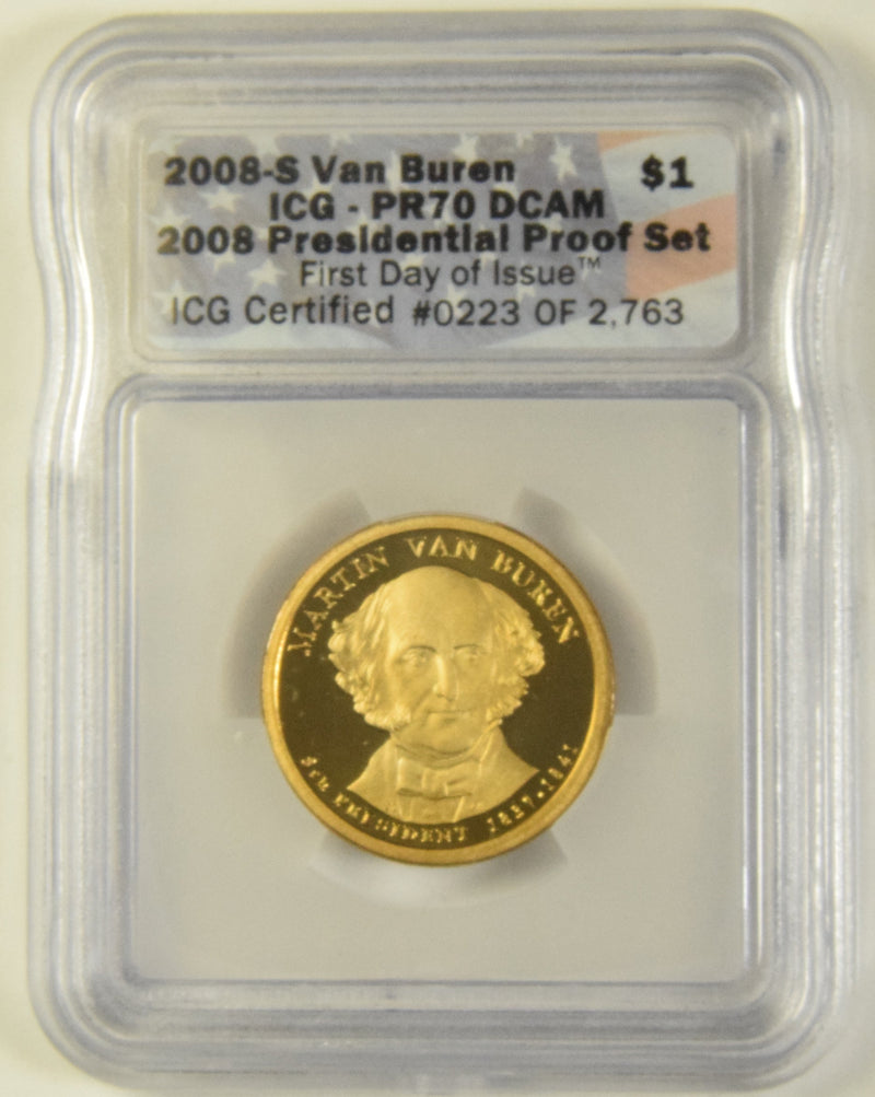 2008-S Van Buren Presidential Dollar ICG PR-70 DCAM First Day of Issue