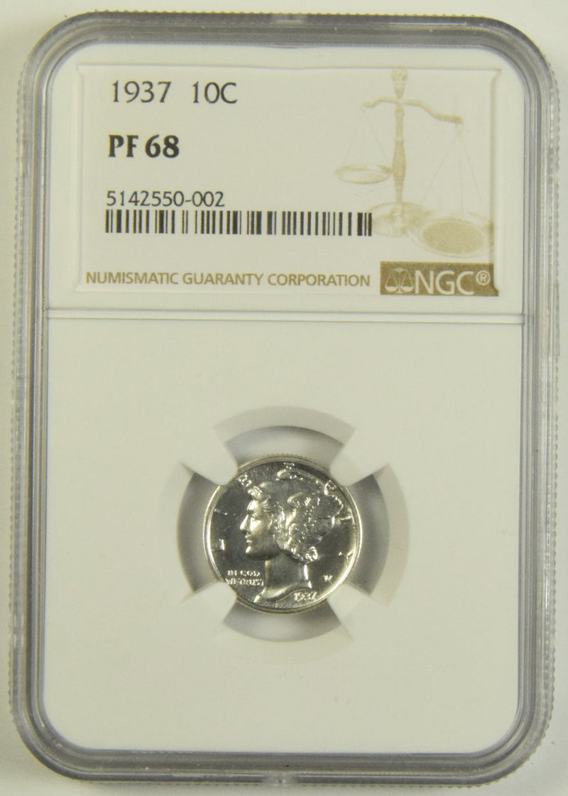 1937 Mercury Dime NGC PF-68