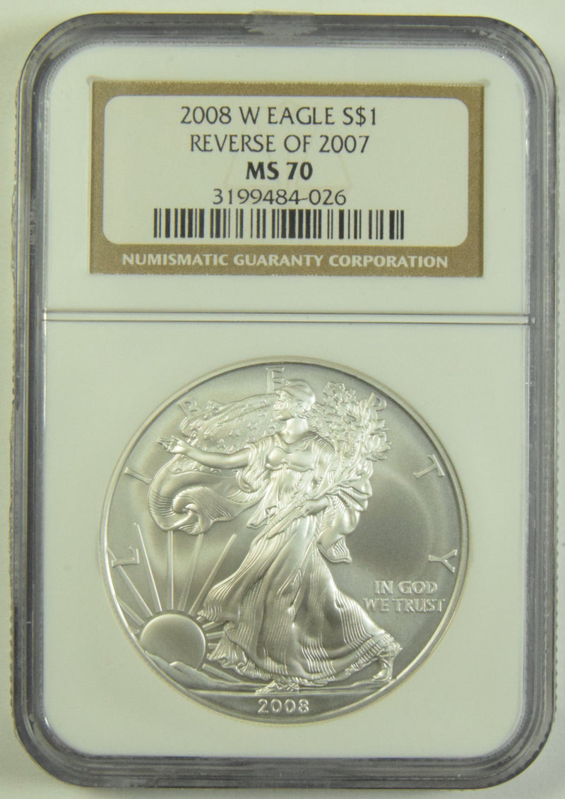 2008-W Reverse of 2007 Silver Eagle NGC MS-70