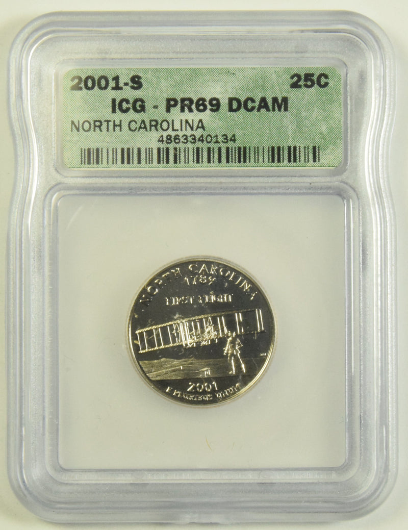 2001-S North Carolina State Quarter ICG PR-69 DCAM