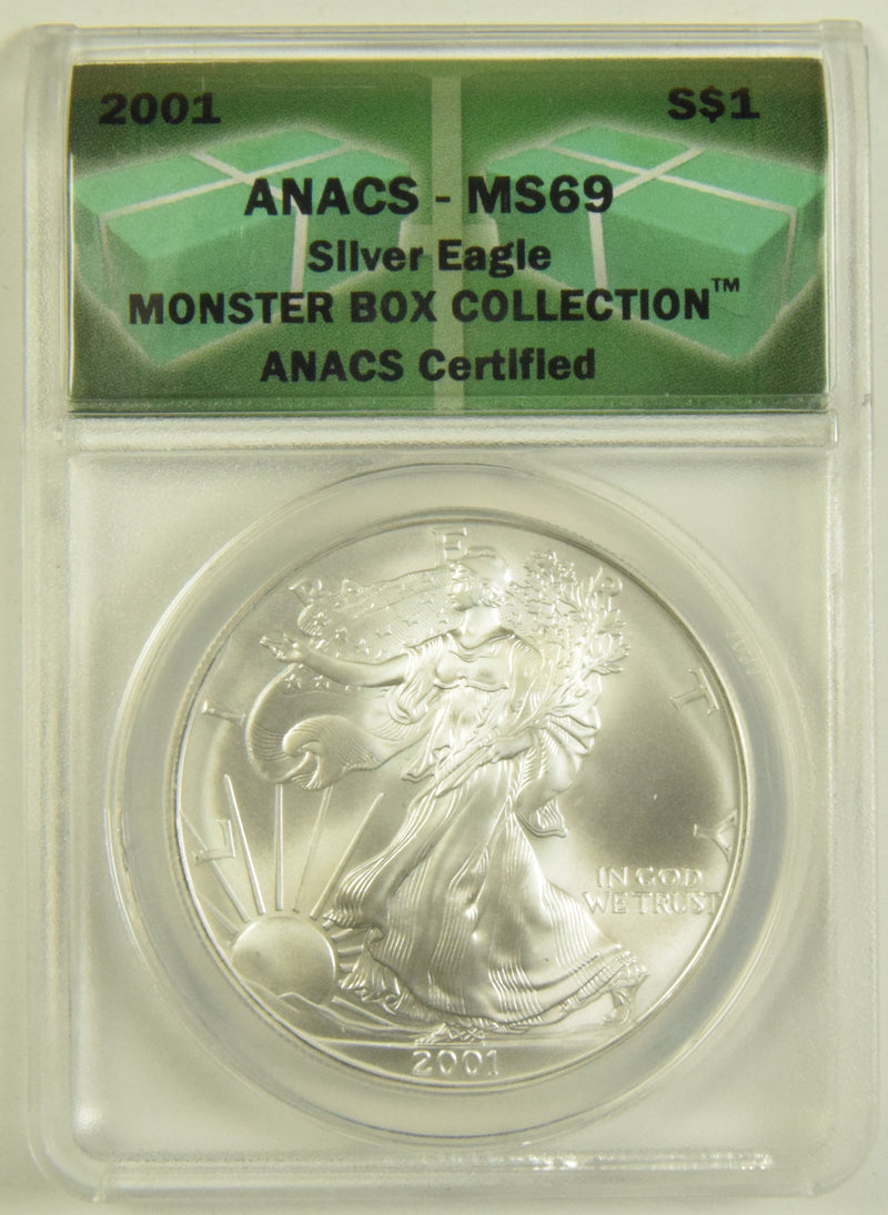 2001 Silver Eagle . . . . ANACS MS-69 Monster Box Collection