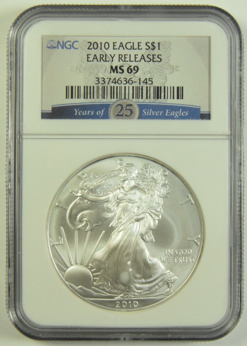 2010 Silver Eagle NGC MS-69 Early Releases 25th Anniversary