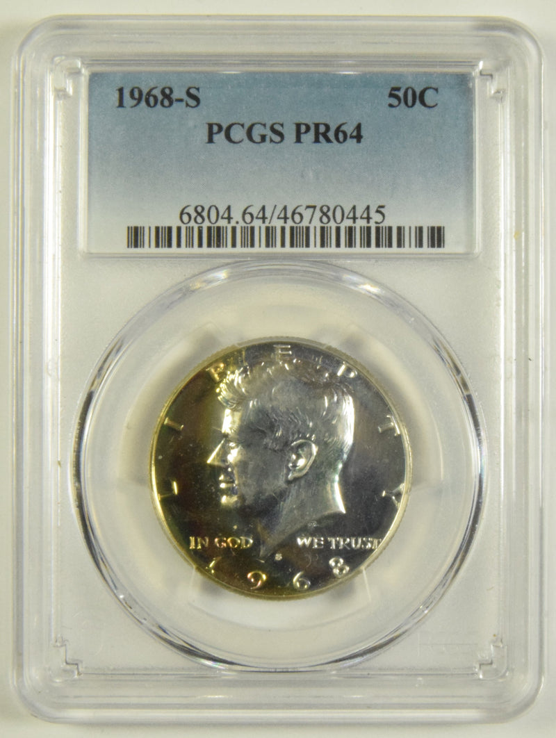 1968-S Kennedy Half PCGS PR-64 Rainbow Toning