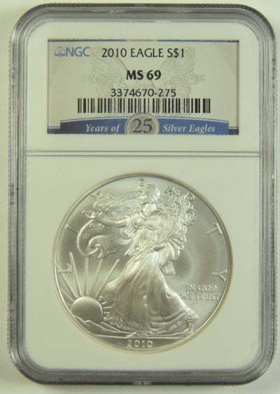 2010 Silver Eagle NGC MS-69 25 Years of Silver Eagles