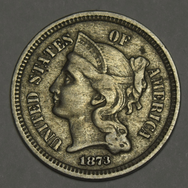 1873 Open 3 Nickel Three Cent Piece . . . . Extremely Fine