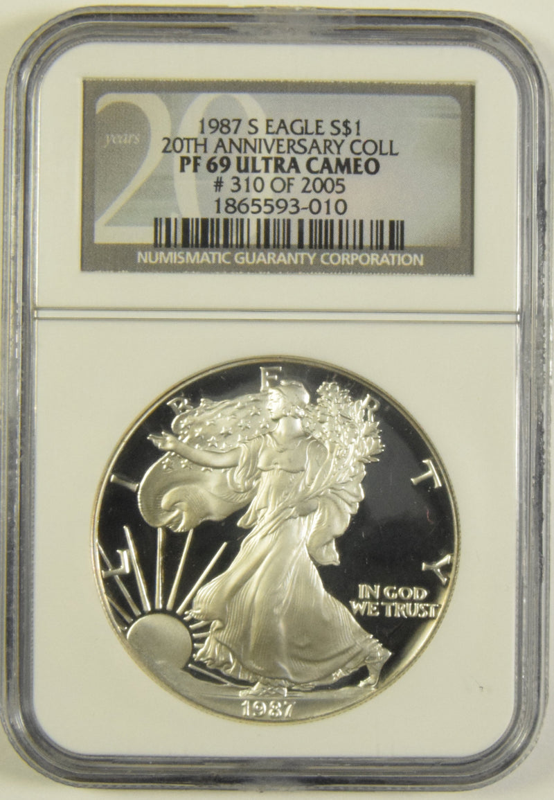 1987-S Silver Eagle NGC PF-69 Ultra Cameo 20th Anniversary Collection