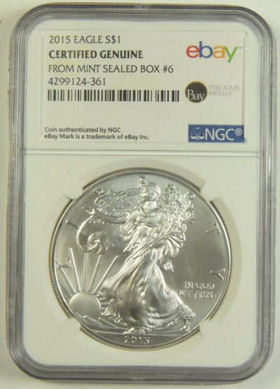 2015 Silver Eagle NGC Certified Genuine From Mint Sealed Box #6