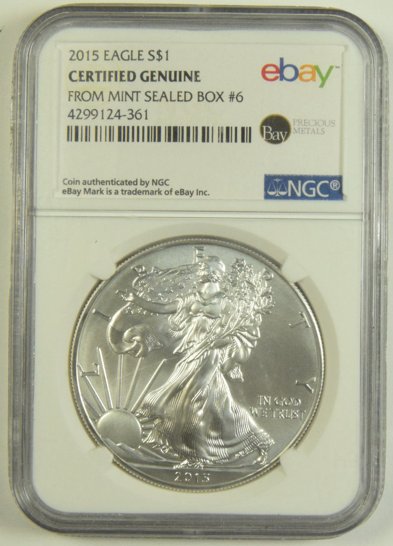 2015 Silver Eagle NGC Certified Genuine From Mint Sealed Box 
