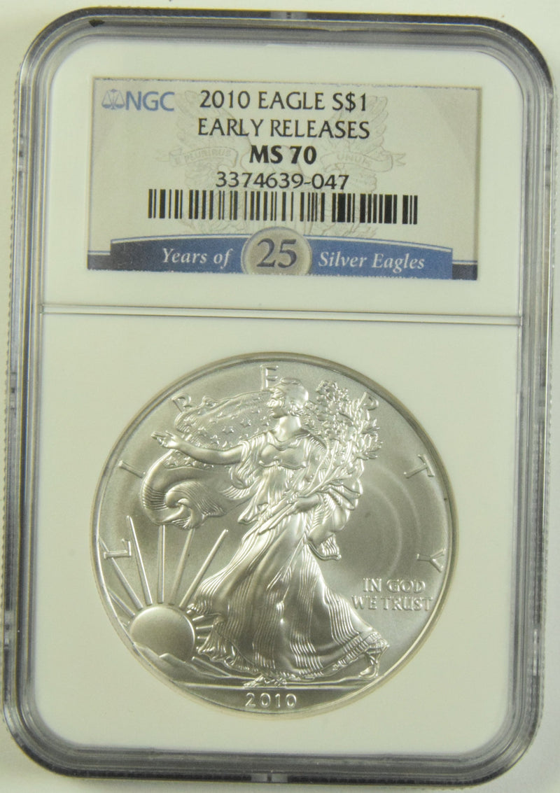 2010 Silver Eagle NGC MS-70 Early Releases 25th Anniversary