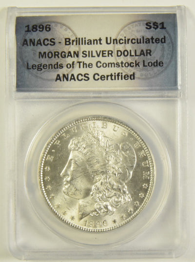 1896 Morgan Dollar ANACS Brilliant Uncirculated Legends of the Comstock Lode