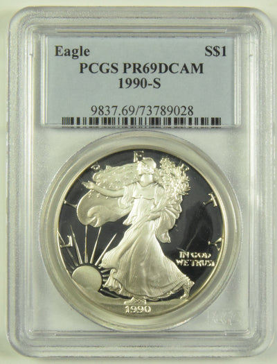 1990-S Silver Eagle PCGS PR-69 DCAM