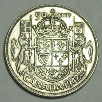 1942 Canadian Half Choice About Uncirculated