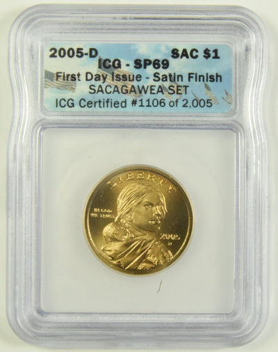 2005-D Sacagawea Dollar ICG SP-69 First Day Issue Satin Finish