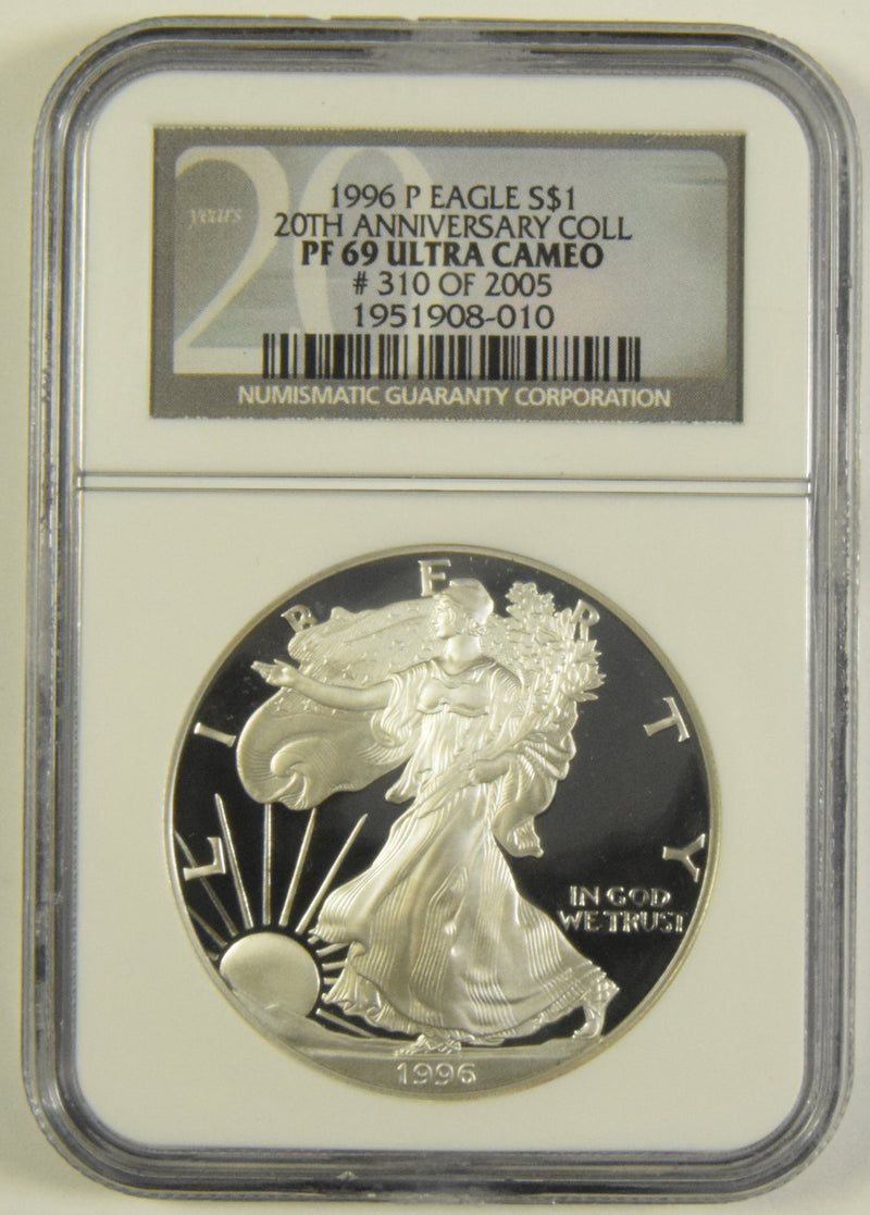 1996-P Silver Eagle NGC PF-69 Ultra Cameo 20th Anniversary Collection