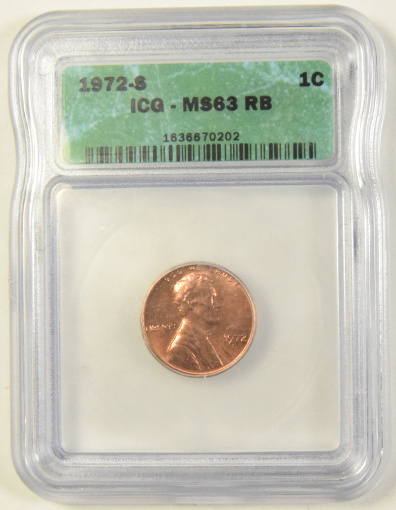 1972-S Lincoln Cent ICG MS-636 R/B