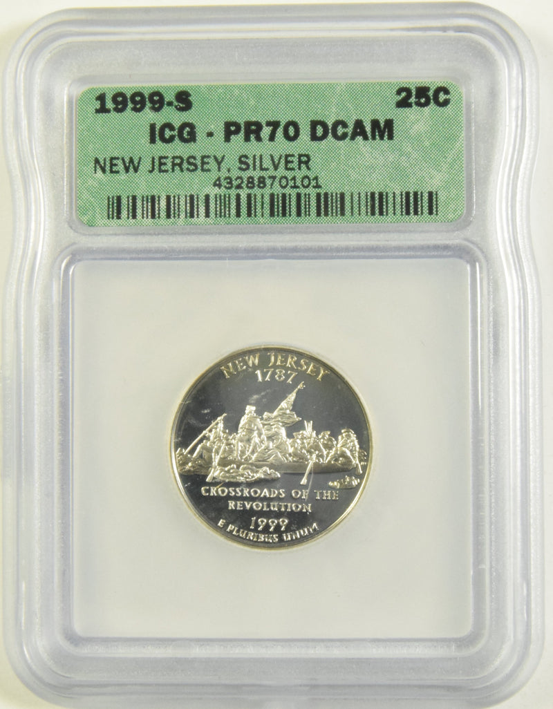 1999-S New Jersey Silver State Quarter ICG PR-70 DCAM