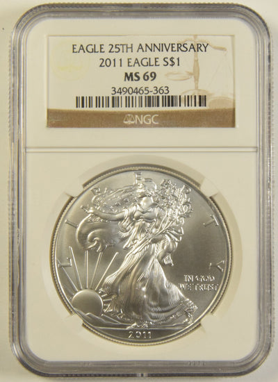 2011 Silver Eagle NGC MS-69 25th Anniversary