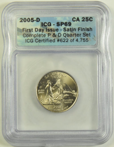2005-D California State Quarter ICG SP-69 First Day of Issue Satin Finish