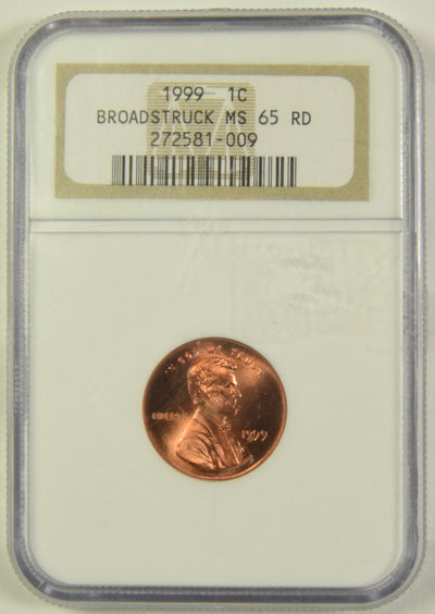 1999 Lincoln Cent NGC MS-65 Red Broadstruck