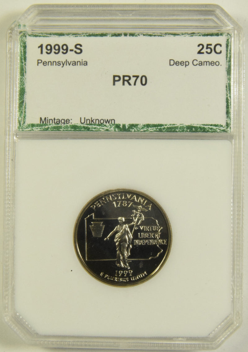 1999-S Pennsylvania State Quarter PCI PR-70 DCAM 