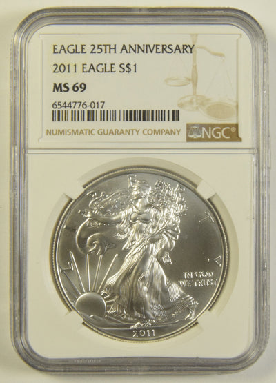 2011 Silver Eagle NGC MS-69 Eagle 25th Anniversary