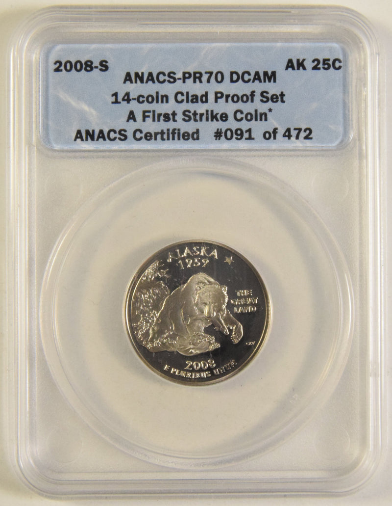2008-S Alaska State Quarter ANACS PR-70 DCAM First Strike