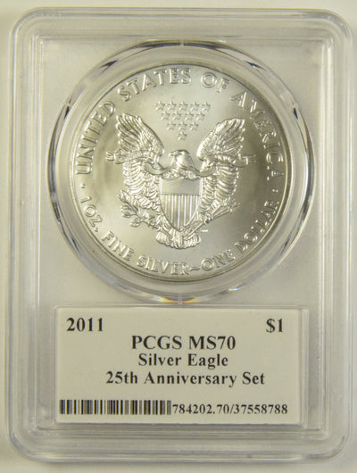2011 Silver Eagle PCGS MS-70 25th Anniversary Set Gary Whitley Autograph Former U.S. Mint A.I.P. Designer