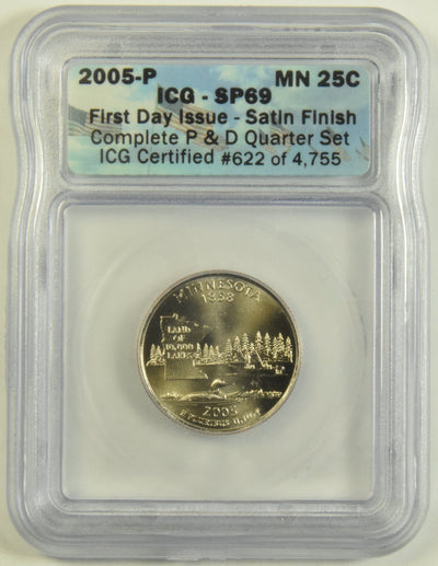 2005 Minnesota State Quarter ICG SP-69 First Day of Issue Satin Finish