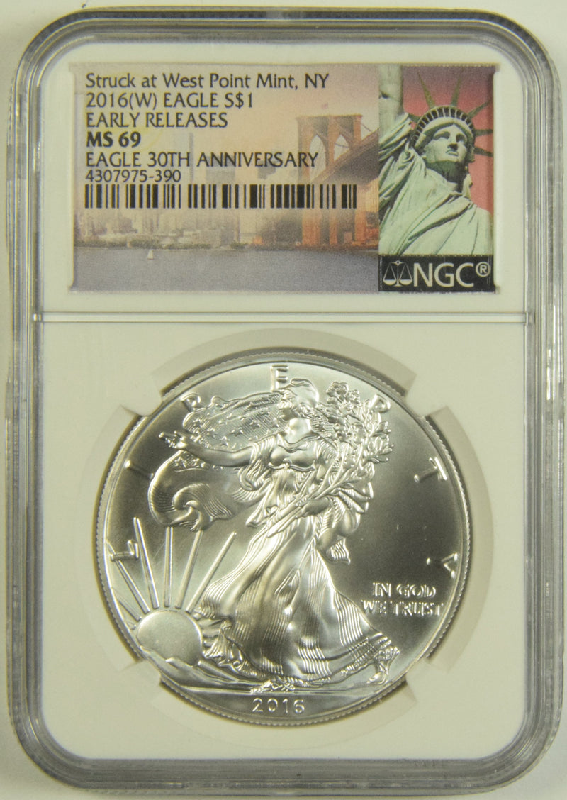 2016 (W) Silver Eagle NGC MS-69 Early Releases Struck at West Point Mint 30th Anniversary Silver Eagle