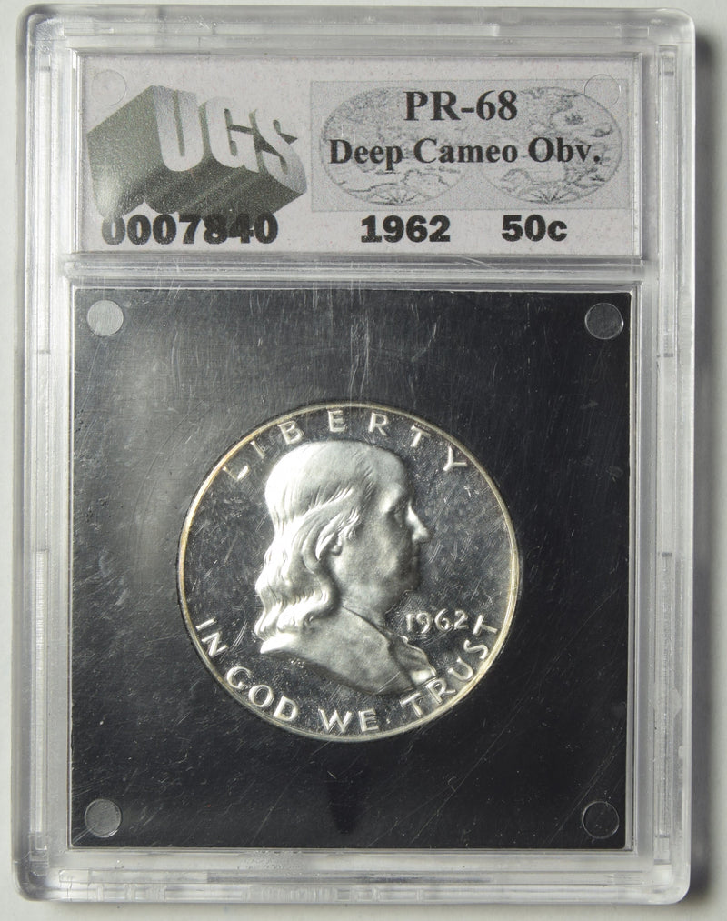 1962 Franklin Half UGS PR-68 Deep Cameo Obverse