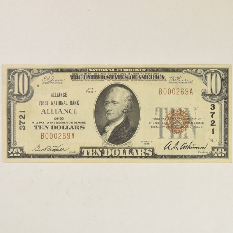 Ohio $10.00 1929 Type 1 Allliance First National Bank Alliance Ohio CH