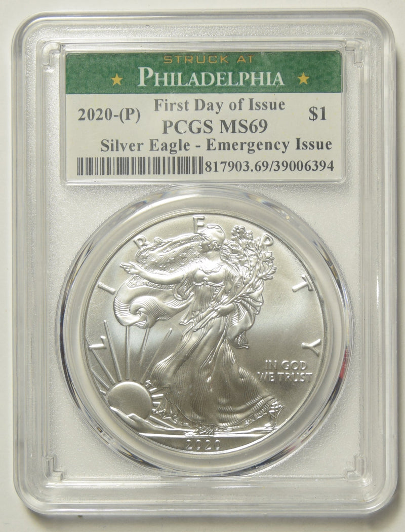2020- (P) Silver Eagle PCGS MS-69 Emergency Issue Struck at Philadelphia Mint