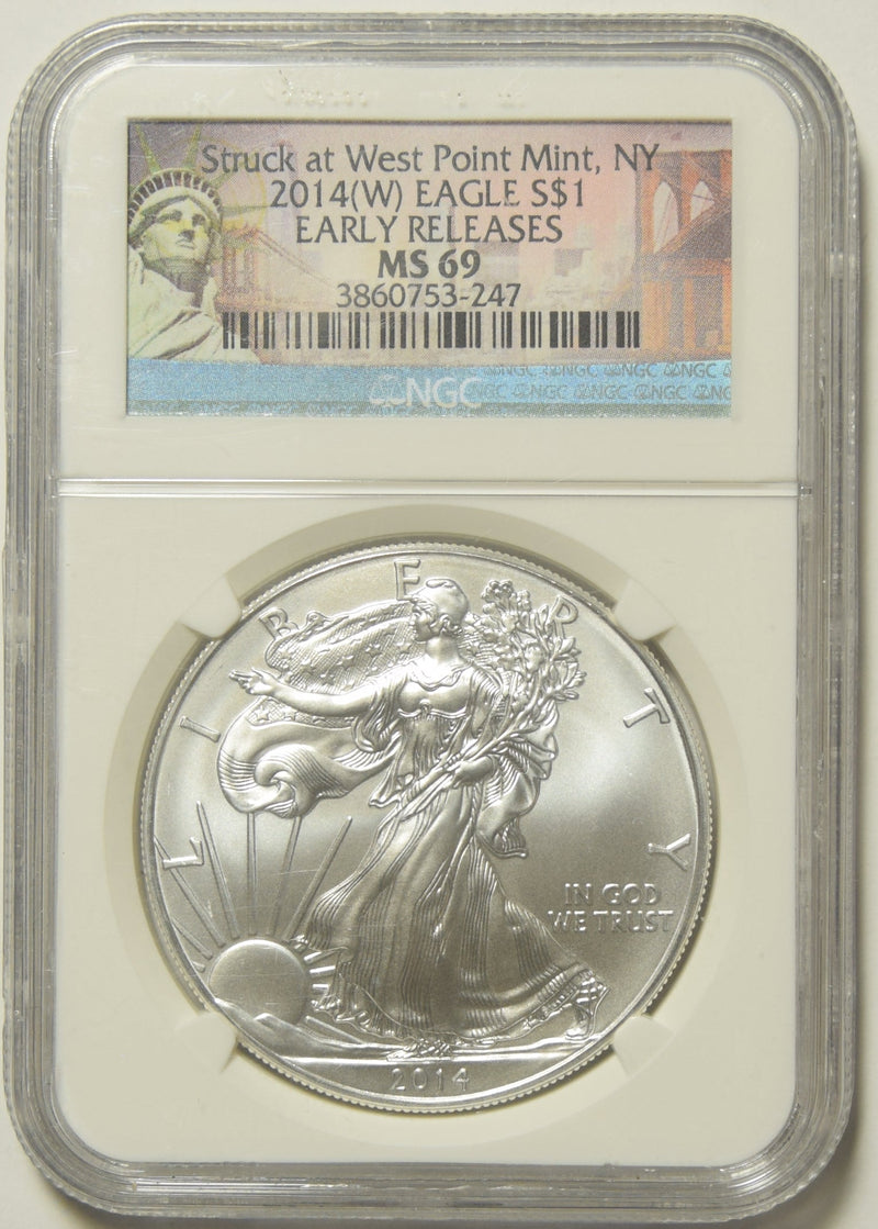 2014(W) Silver Eagle NGC MS-69 Early Releases Struck at West Point