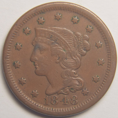 1848 Braided Hair Large Cent Extremely Fine