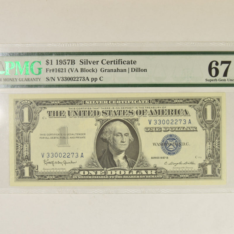 $1.00 1957 B Silver Certificate . . . . PMG Superb Gem Unc-67 EPQ