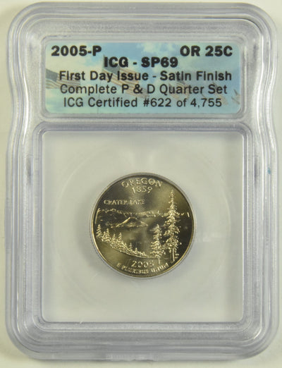 2005 Oregon State Quarter ICG SP-69 First Day of Issue Satin Finish