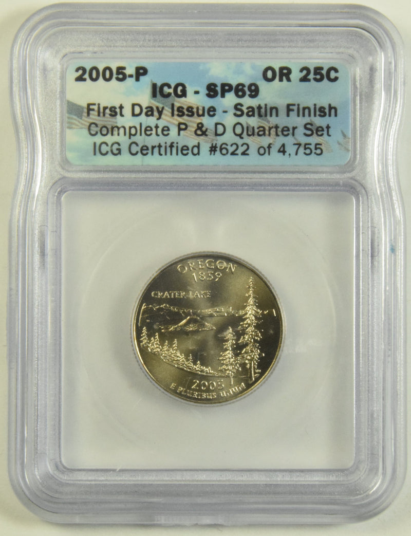2005 Oregon State Quarter ICG SP-69 First Day of Issue Satin Finish