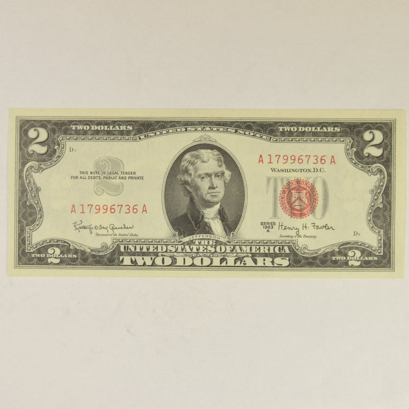 $2.00 1963 A United States Note Fr. 1514 from consecutive pack Superb Crisp Uncirculated