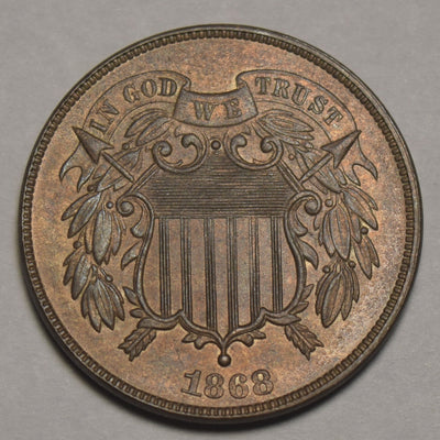 1868 Two Cent Piece Choice BU Red/Brown