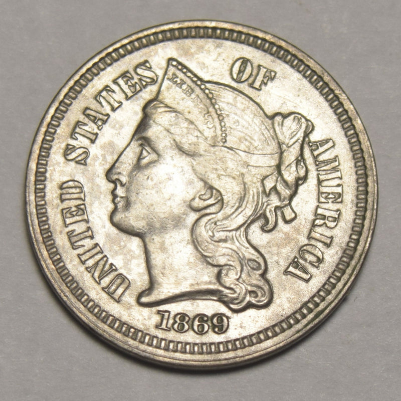 1869 Nickel Three Cent Piece . . . . Choice Brilliant Uncirculated