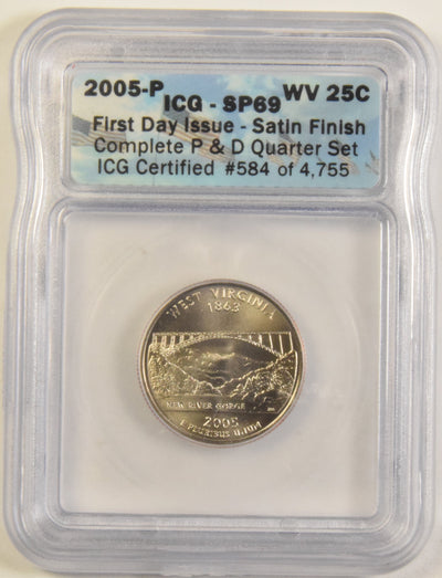 2005 West Virginia State Quarter ICG SP-69 First Day of Issue Satin Finish