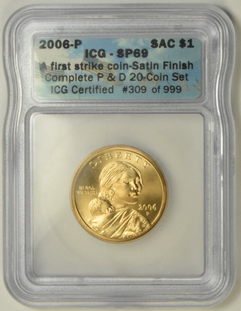 2006 Sacagawea Dollar ICG SP-69 First Strike Satin Finish
