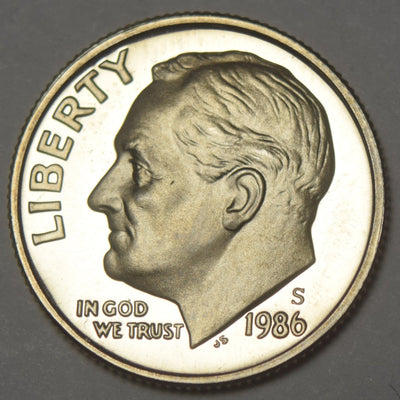 1986-S Roosevelt Dime Gem Brilliant Proof