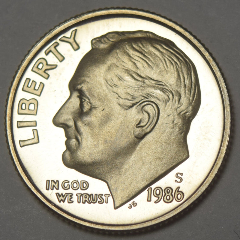 1986-S Roosevelt Dime Gem Brilliant Proof