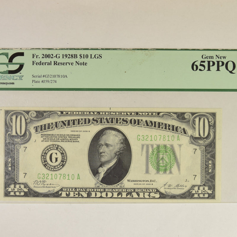 $10.00 1928 B Federal Reserve Note . . . . PCGS Gem-65