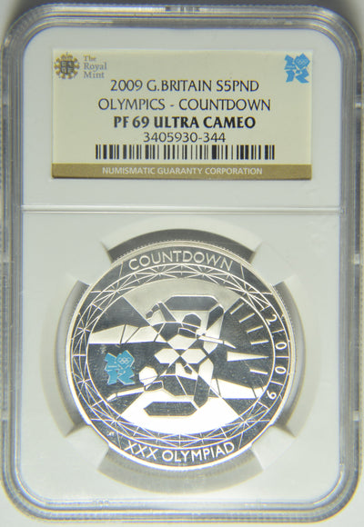 2009 Great Britain 5 Pound Olympic Countdown NGC PF-69 Ultra Cameo