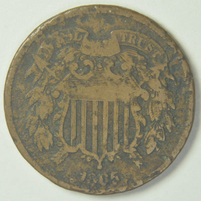 1865 Two Cent Piece VG corroded